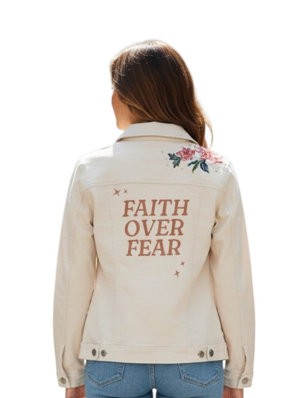 Faith Over Fear Repurposed Christian Theme Tie Dye Mini Cord Shirt, M/L